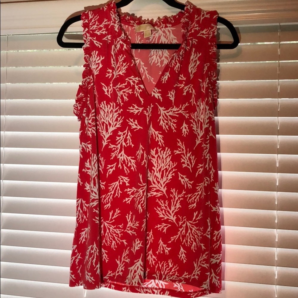 Michael Kors red and white sleeveless top.